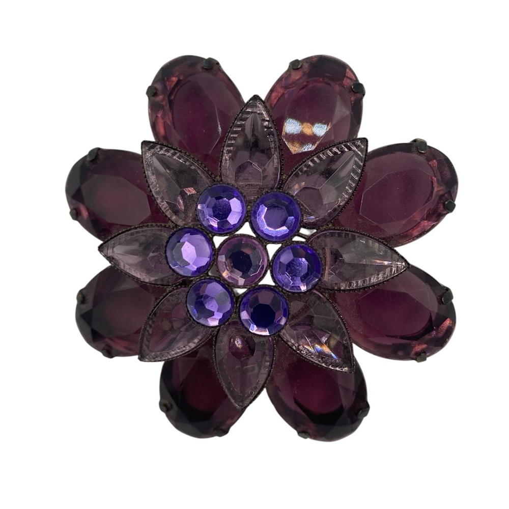 Elegant Large Purple 3-D Floral Brooch
